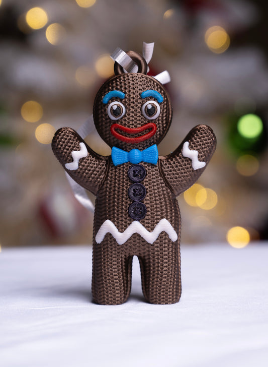 Gingerbread Man Tree Ornament (Knitted Style)